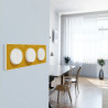 Odace Touch - plaque 3 postes horiz/ver 71mm Kvadrat ocre avec liseré blanc