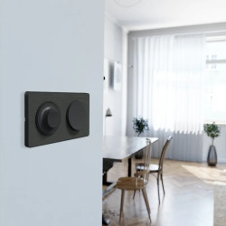 Odace Touch - plaque 2 postes hor/ver 71mm Kvadrat ombre avec liseré anthracite