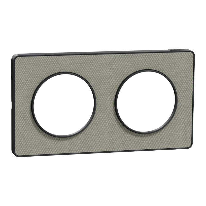 Odace Touch - plaque 2 postes hor/ver 71mm Kvadrat perle avec liseré anthracite