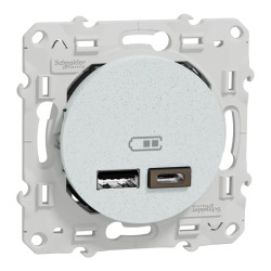 Odace - prise USB double - type A+C - blanc Recyclé - 5 Vcc - 2,4A