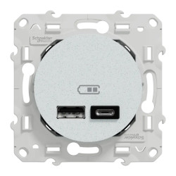 Odace - prise USB double - type A+C - blanc Recyclé - 5 Vcc - 2,4A