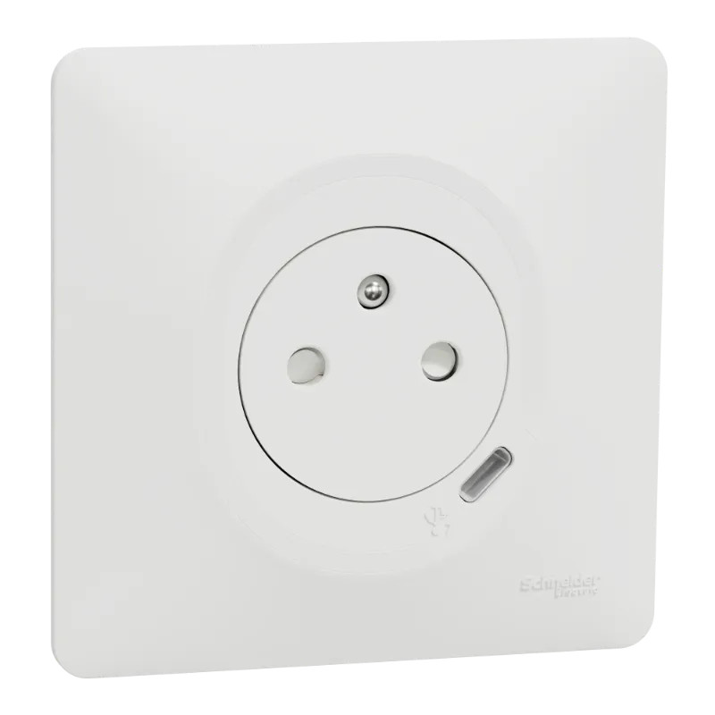 Ovalis - combi 2P+T 16A affleurante+chargeur USB-C 10,5W - connex. auto - Blanc