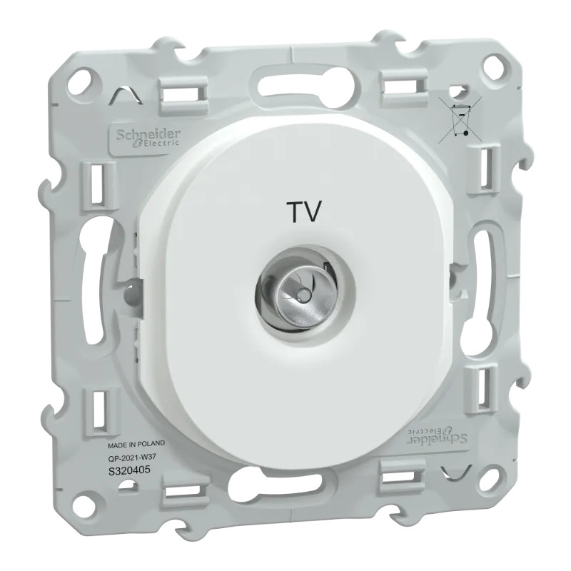 Ovalis - prise TV simple - Blanc