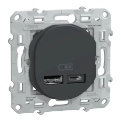 Ovalis - double chargeur USB A+C 12W - Anthracite