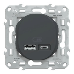 Ovalis - double chargeur USB A+C 12W - Anthracite