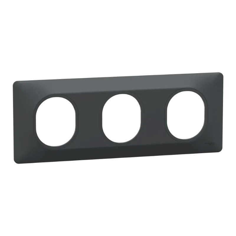 Ovalis - plaque de finition - 3 postes horizontal - entraxe 71 mm - anthracite