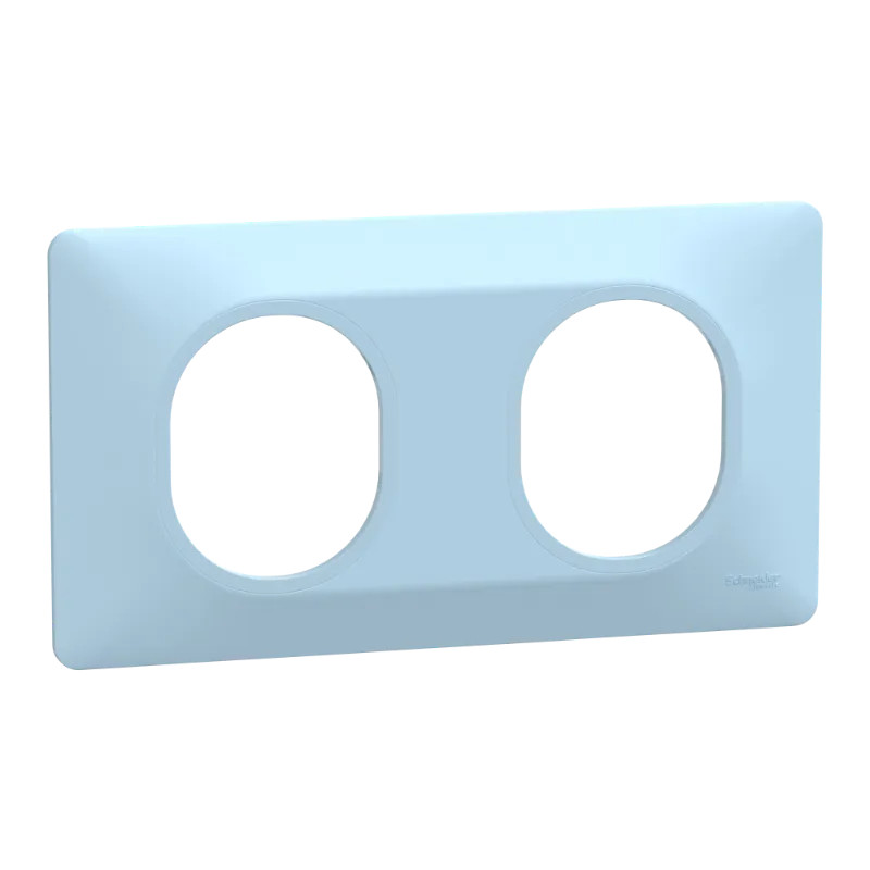 Ovalis - plaque de finition - 2 postes horizontal - entraxe 71mm - bleu azurin