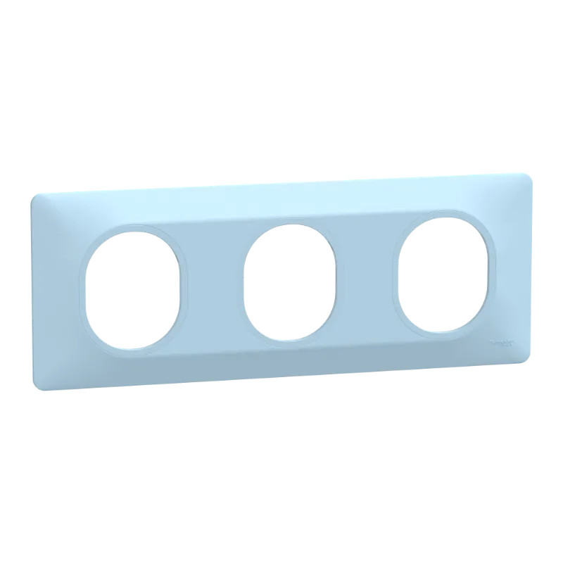 Ovalis - plaque de finition - 3 postes horizontal - entraxe 71mm - bleu azurin