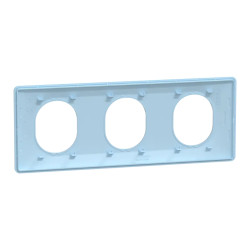 Ovalis - plaque de finition - 3 postes horizontal - entraxe 71mm - bleu azurin