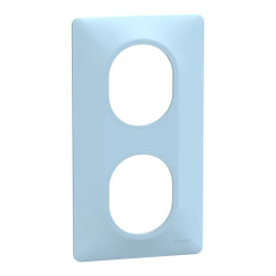 Ovalis - plaque de finition - 2 postes vertical - entraxe 71mm - bleu azurin