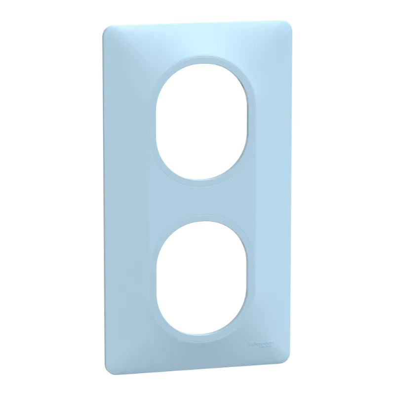 Ovalis - plaque de finition - 2 postes vertical - entraxe 71mm - bleu azurin