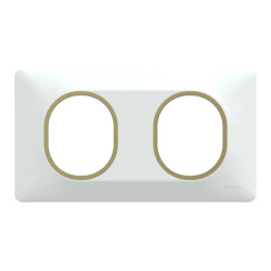 Ovalis - plaque de finition - 2 postes horizontal - 71mm - blanc bague laiton