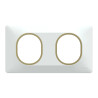 Ovalis - plaque de finition - 2 postes horizontal - 71mm - blanc bague laiton