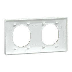 Ovalis - plaque de finition - 2 postes horizontal - 71mm - blanc bague laiton