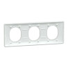 Ovalis - plaque de finition - 3 postes horizontal - 71mm - blanc bague laiton