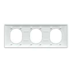 Ovalis - plaque de finition - 3 postes horizontal - 71mm - blanc bague laiton