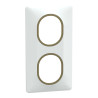 Ovalis - plaque de finition - 2 postes vertical - 71mm - blanc bague laiton