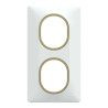 Ovalis - plaque de finition - 2 postes vertical - 71mm - blanc bague laiton