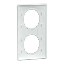 Ovalis - plaque de finition - 2 postes vertical - 71mm - blanc bague laiton