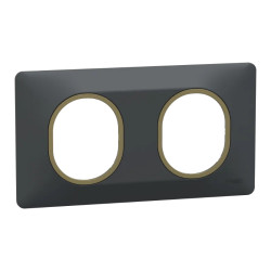 Ovalis - plaque de finition - 2 postes horizontal - 71mm - anthracite - laiton