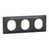 Ovalis - plaque de finition - 3 postes horizontal - 71mm - anthracite - laiton