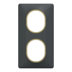 Ovalis - plaque de finition - 2 postes vertical - 71mm - anthracite bague laiton