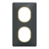 Ovalis - plaque de finition - 2 postes vertical - 71mm - anthracite bague laiton