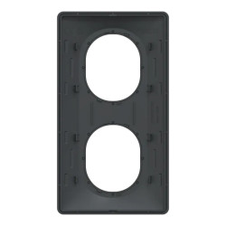 Ovalis - plaque de finition - 2 postes vertical - 71mm - anthracite bague laiton