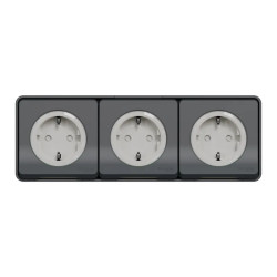 Mureva Styl - 3 PC 2P+T schuko horiz précâblées - saillie - IP55 - IK08 - gris