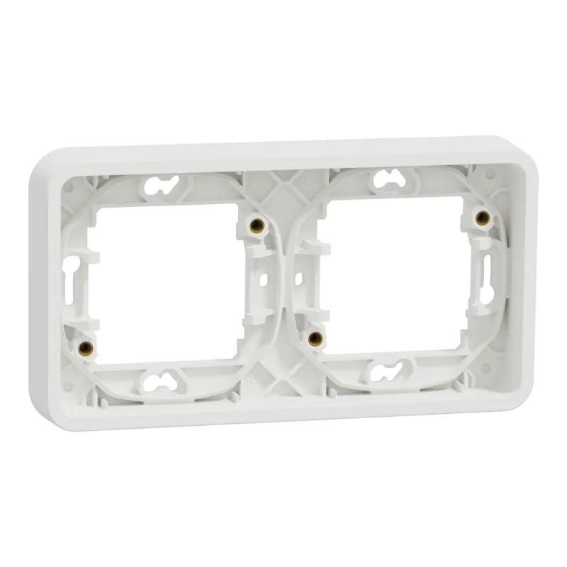 Mureva Styl - Cadre 2 postes horizontal - encastré - IP55 - IK08 - blanc