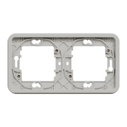 Mureva Styl - Cadre 2 postes horizontal - encastré - IP55 - IK08 - blanc