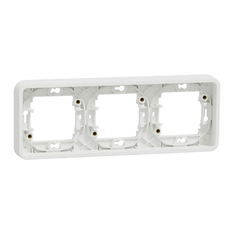 Mureva Styl - Cadre 3 postes horizontal - encastré - IP55 - IK08 - blanc