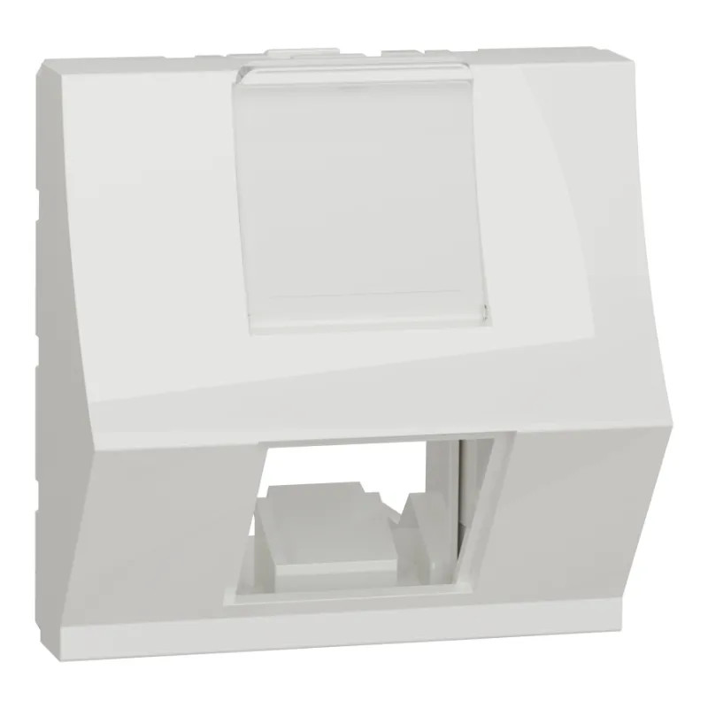 Unica - prise pour 1 RJ45 S-One incliné - 2 mod - Blanc - méca seul