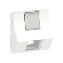 Unica - prise pour 1 RJ45 Keystone/Systimax - 2 mod incliné - Blanc - méca seul