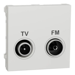 Unica - prise TV + FM - individuel - 2 mod - Blanc - méca seul