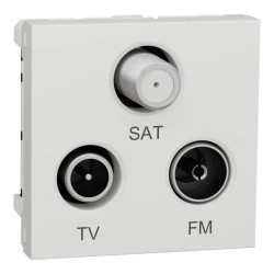 Unica - prise TV + FM + SAT - 2 mod - Blanc antibactérien - méca seul