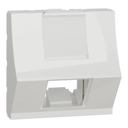 Unica - prise pour 1 RJ45 S-One incliné - 2 mod - Blanc antibacter - méca seul