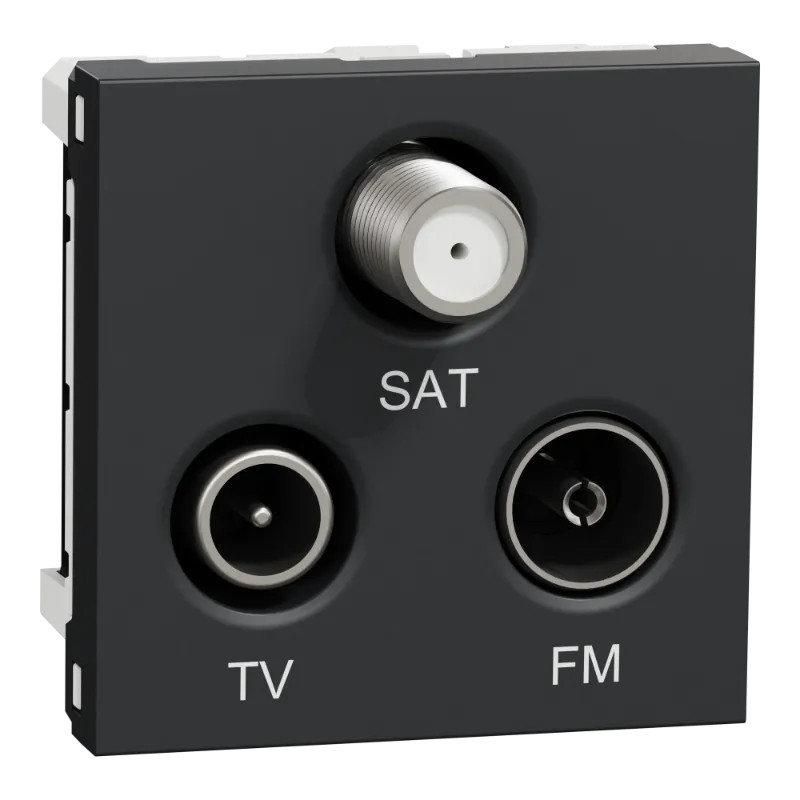 Unica - prise TV + FM + SAT - 2 mod - Anthracite - méca seul