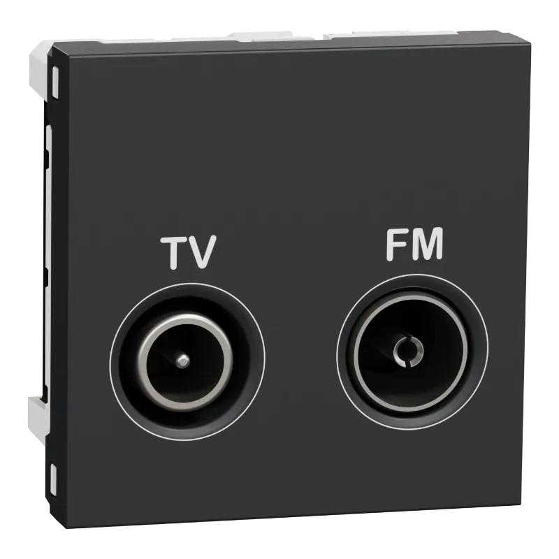 Unica - prise TV + FM - individuel - 2 mod - Anthracite - méca seul