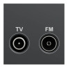 Unica - prise TV + FM - individuel - 2 mod - Anthracite - méca seul