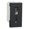 Unica - chargeur USB double - 15W - type A+C - 1 module - anthracite - méca seul