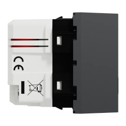 Unica - prise chargeur USB double - rapide 18W - 3,4A type A+C - 2 mod - anthra