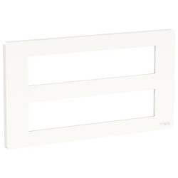 Unica - support fixation +plaque finition boîte concent 2 rang 10 mod - Blanc an