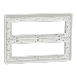 Unica - support fixation +plaque finition boîte concent 2 rang 8 mod - Blanc ant