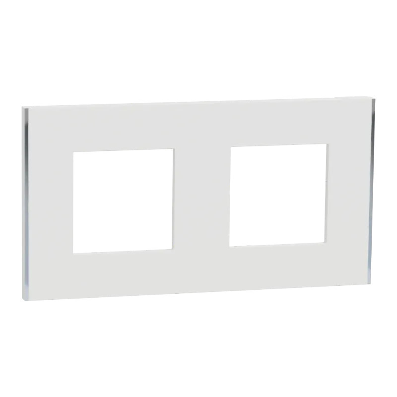 Unica Déco Subtile - Plaque de finition - Blanc liseré argent  - 2P horiz vert