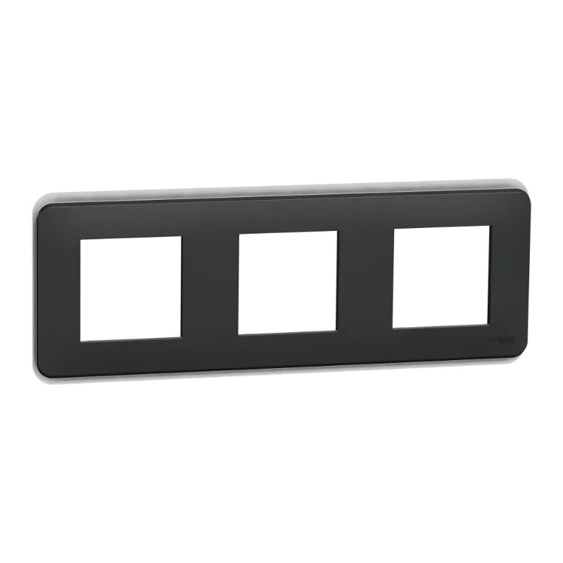 Unica Pro - plaque de finition - Anthracite - 3 postes