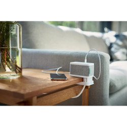 Unica System+ - clip bureau S design - 3 PC + USB A+C 3,1A - 2m - blanc/tissu