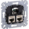 D-Life - prise double RJ45 équipée S-One Cat5 FTP/STP blindé - méca seul