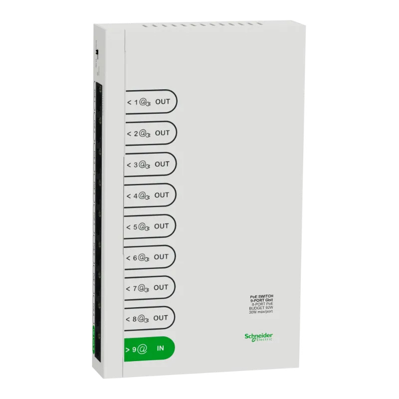 Resi9 SWITCH ETHERNET 9 PORTS, 8 PORTS 1GBIT POE 30 W MAX, BUDGET TOTAL 92 W