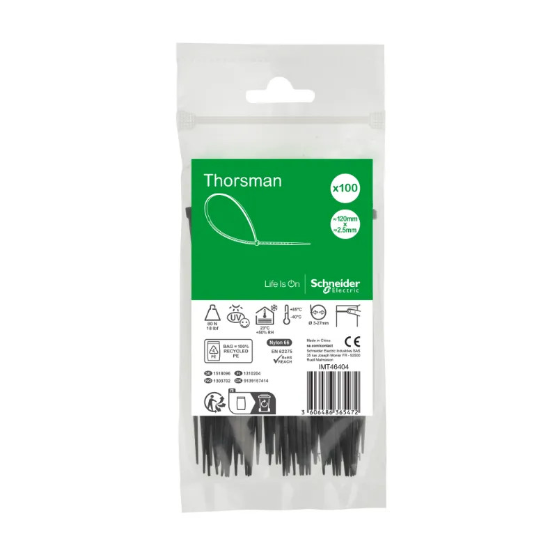 Thorsman colliers de serrage 120x2.5 Noir, 100p